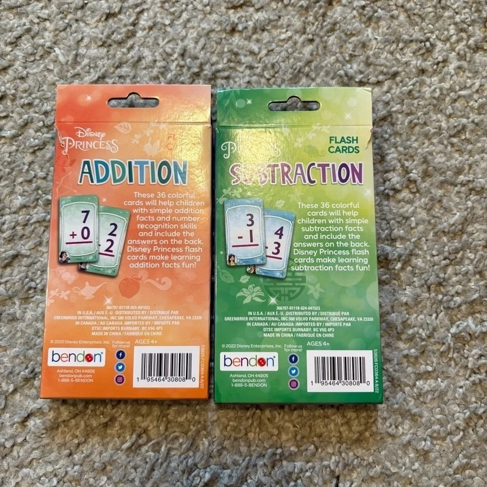 Disney Princess Flash Cards Set - Addition & Subtraction NEW Pocahontas Jasmine